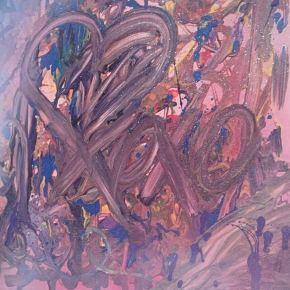 Handmade Original Pastel Abstract Love Painting on Wood Canvas LARGE 20 x 20 - Picture 1 of 6